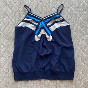 LANE BRYANT Size Navy Ruffle Striped adjustable straps Tank Top summer size 14